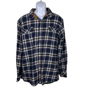 Legendary Whitetails Navy Blue Plaid Flannel Shirt Women XLT Tall Stretch Cotton